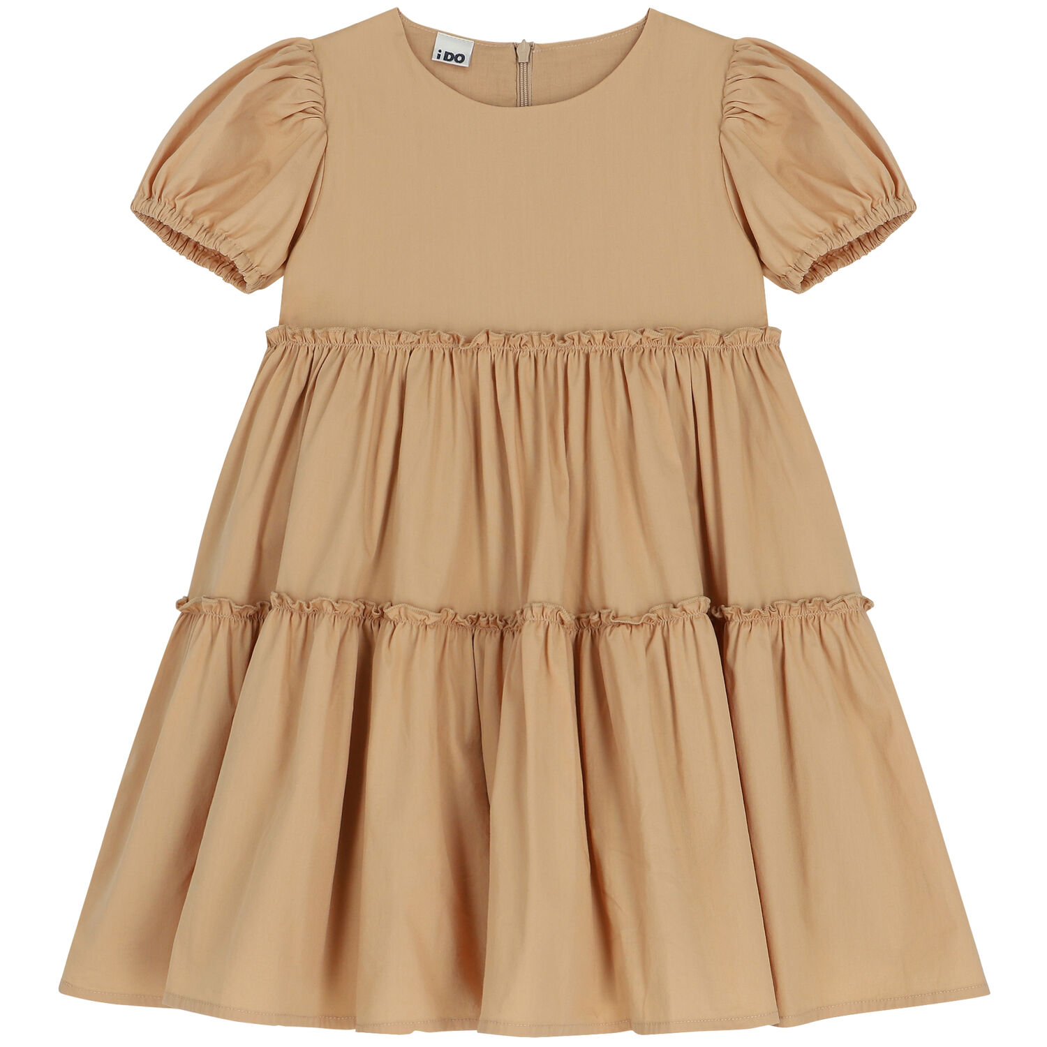 Girls Beige Tiered Dress, 1, hi-res