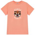 Girls Orange Tiger Logo T-Shirt Dress, 1, hi-res