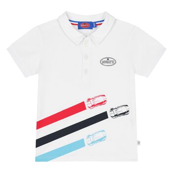 Younger Boys White Logo Polo Shirt