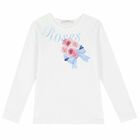 Girls White & Blue Floral Leggings, 1, hi-res
