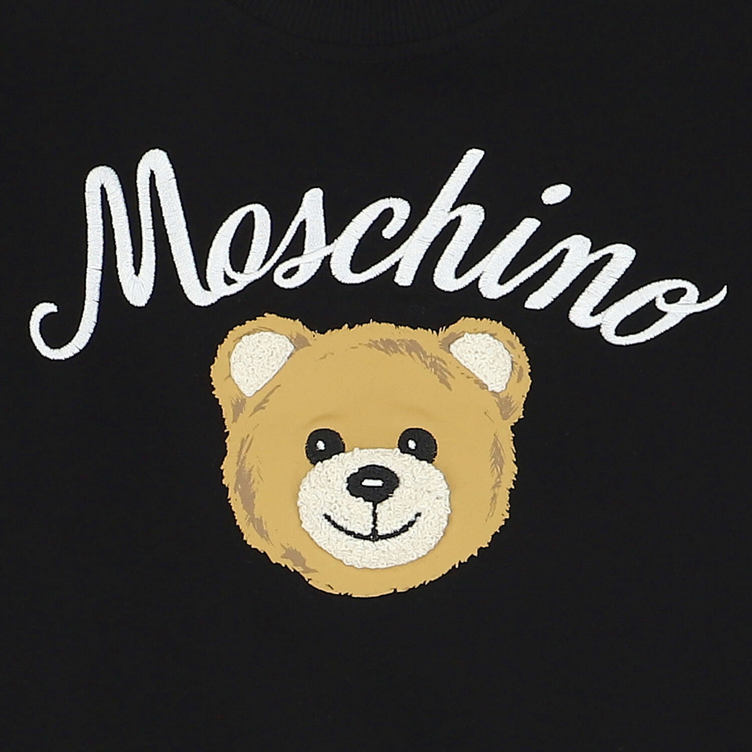 Girls Black Teddy Bear Logo Dress, 1, hi-res