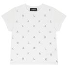 Girls White Logo T-Shirt, 1, hi-res
