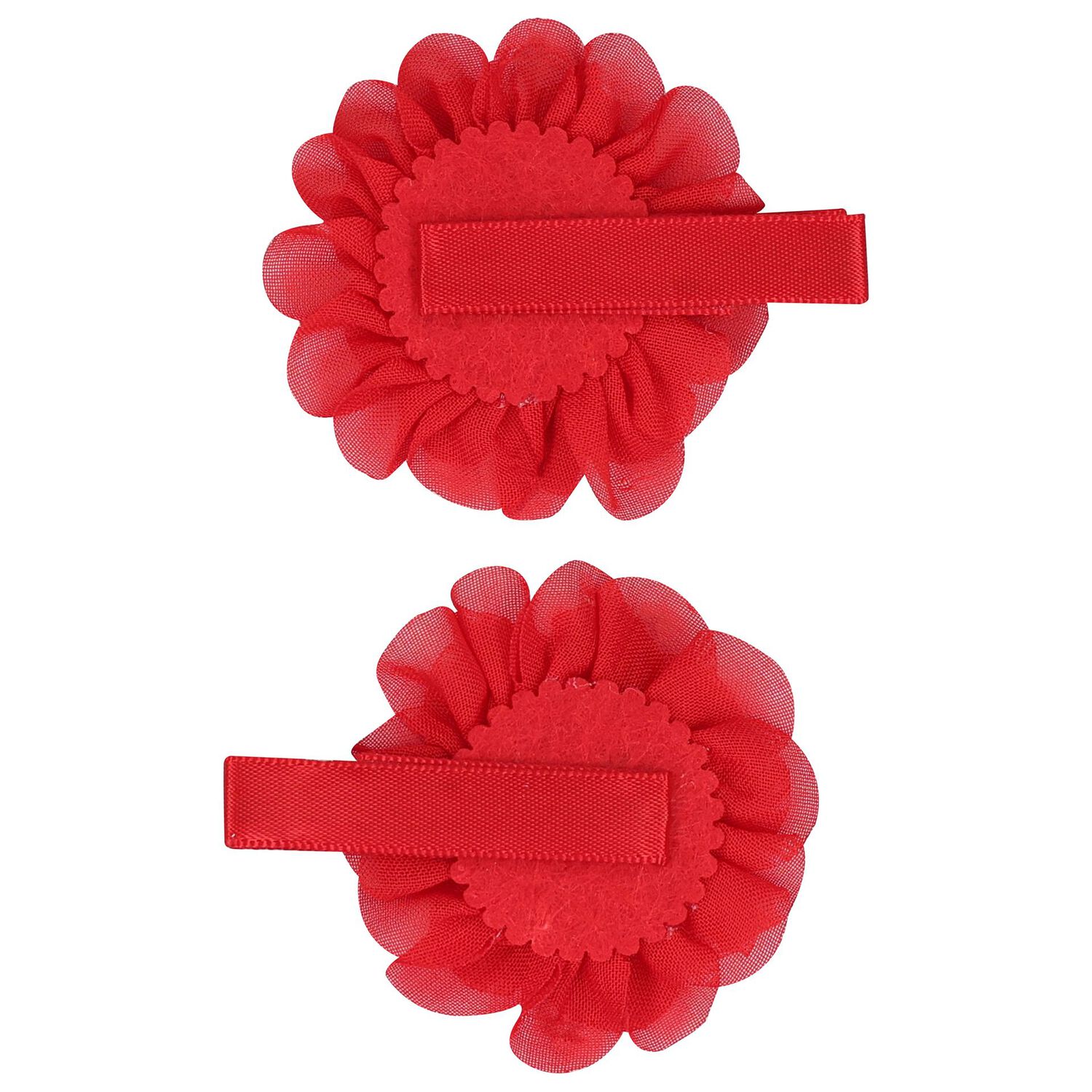 Girls Red Flower Hairclips ( 2 Pack ), 1, hi-res