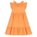 Girls Orange Ruffle Dress, 1, hi-res