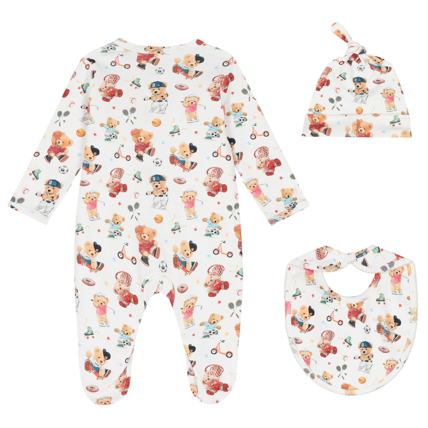 Baby Boys Playful Bear Babygrow Gift Set (3 Piece), 1, hi-res