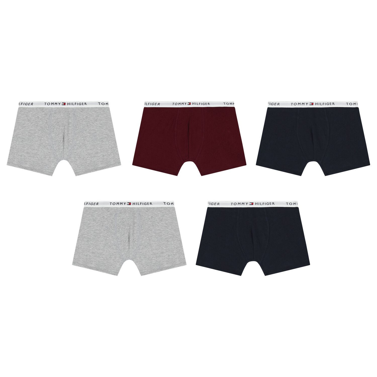 Boys Navy Blue, Grey & Burgundy Boxer Shorts ( 5-Pack ), 1, hi-res