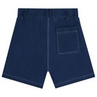 Boys Navy Blue Logo Shorts, 1, hi-res