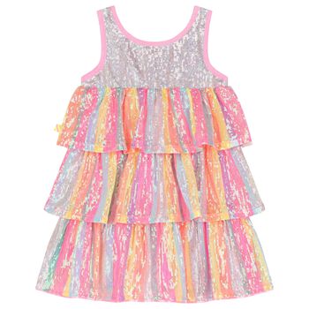 Girls Pink Sequin Layered Dress