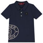 Boys Navy Blue Logo Polo Shirt, 2, hi-res