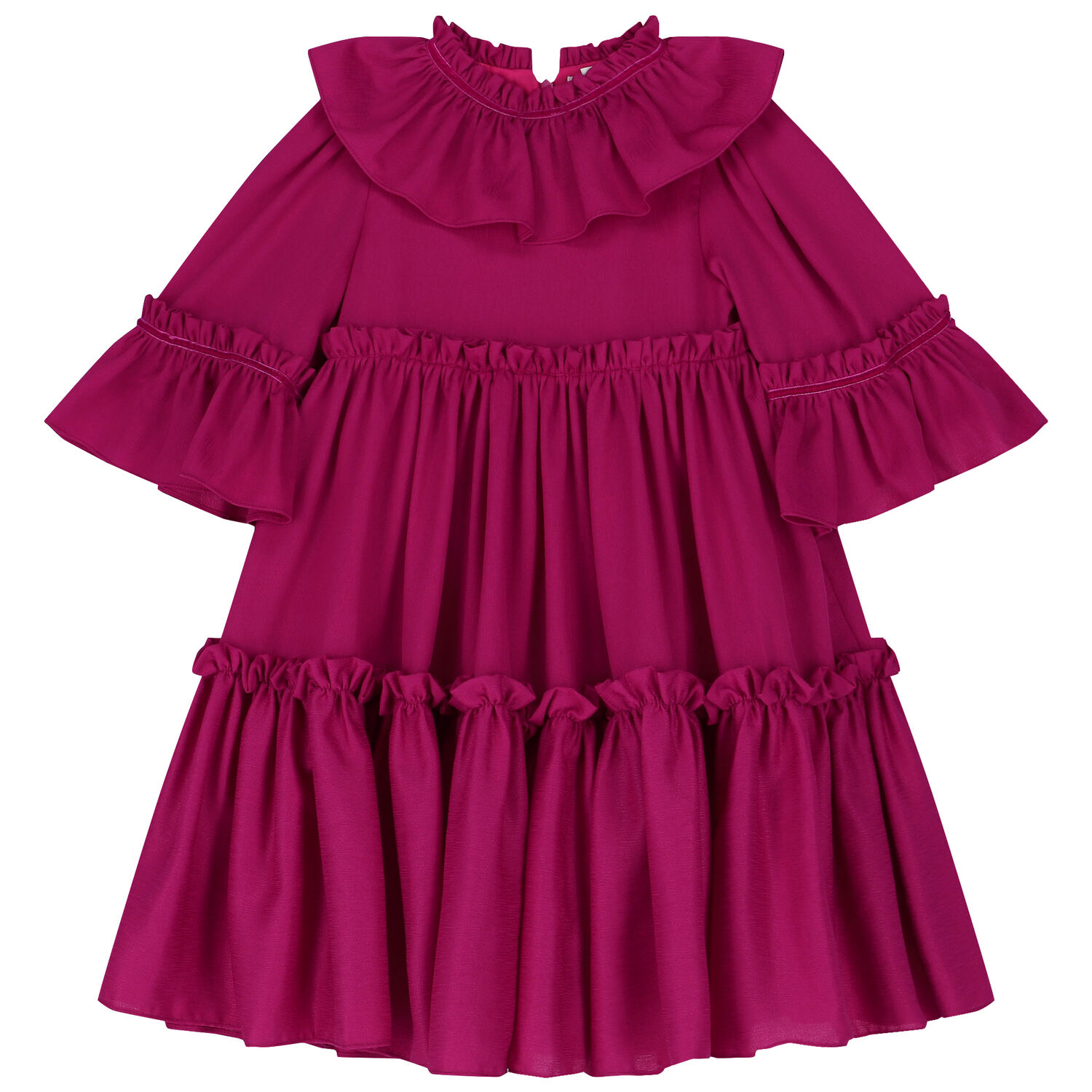 Girls Pink Tiered Dress, 1, hi-res