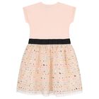 Girls Pink Logo Sequin Dress, 3, hi-res