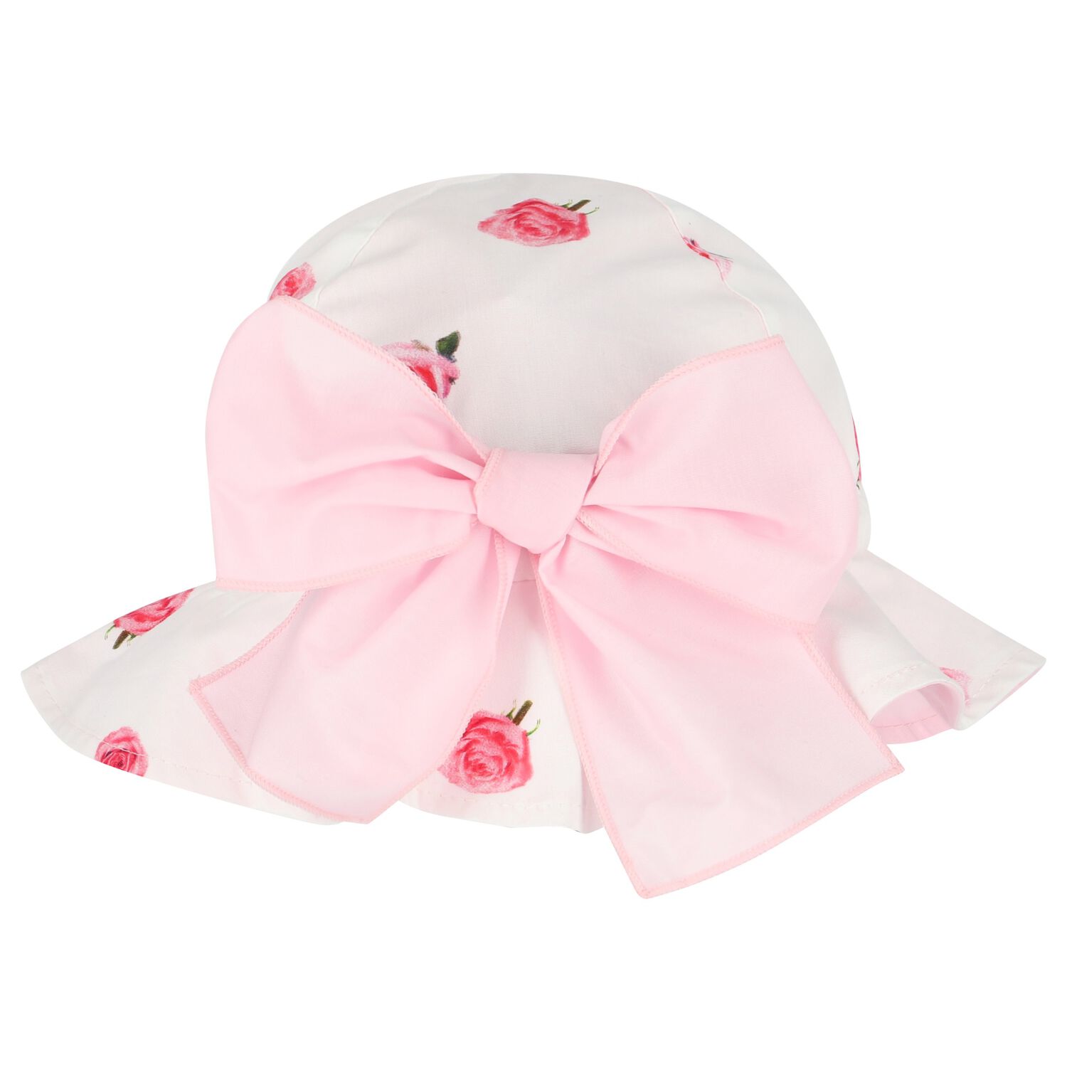 Girls White & Pink Rose Hat, 1, hi-res