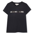 Girls Black Logo T-Shirt, 1, hi-res