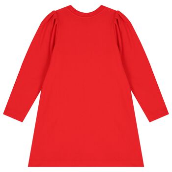 Girls Red Teddy Bear Logo Dress