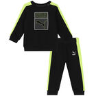 Younger Boys Black & Green Logo Tracksuit, 1, hi-res