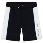 Boys Navy Blue & Blue Logo Shorts Set, 1, hi-res