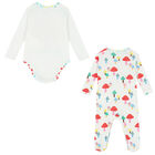 Baby Girls Ivory Mushroom Babygrow Set, 1, hi-res