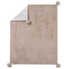 Beige Faux Fur & Pom-Pom Baby Blanket, 1, hi-res