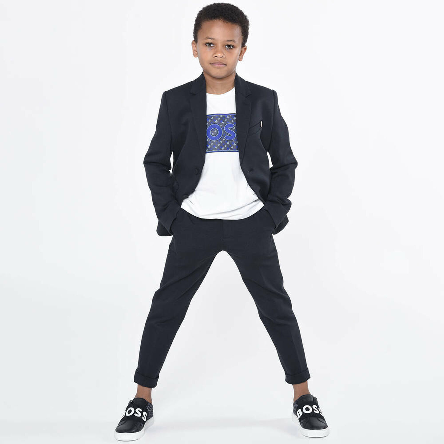 Boys Navy Blue Milano Suit, 1, hi-res
