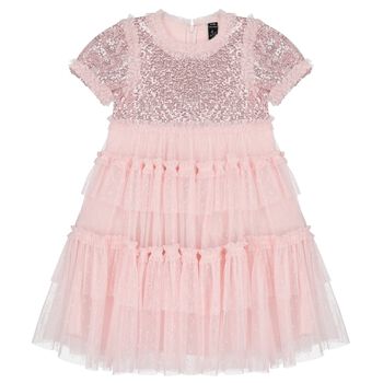 Girls Pink Sequin & Tulle Dress