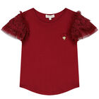 Girls Red Lace Top, 3, hi-res