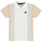Boys White & Beige Logo Polo Shirt, 1, hi-res