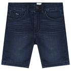 Boys Blue Denim Shorts, 1, hi-res