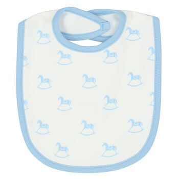 Baby Boys Ivory & Blue Horse Bib