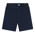 Baby Boys Yellow & Navy Blue Logo Shorts Set, 1, hi-res