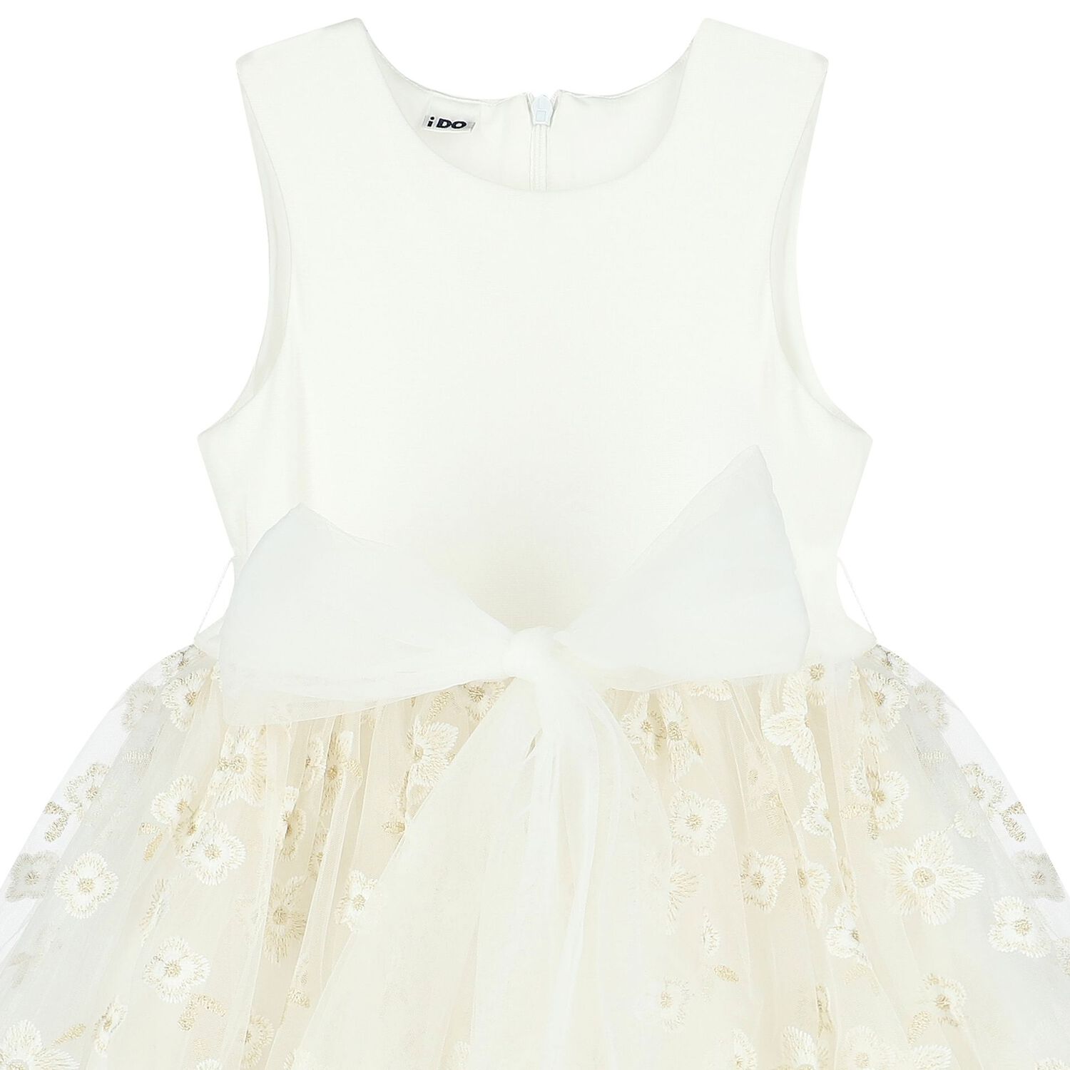 Girls Ivory Tulle Floral Dress, 1, hi-res