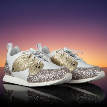 Girls White Embellished Butterfly Trainers