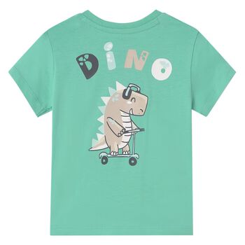 Younger Boys Green Cotton Dinosaur T-Shirt