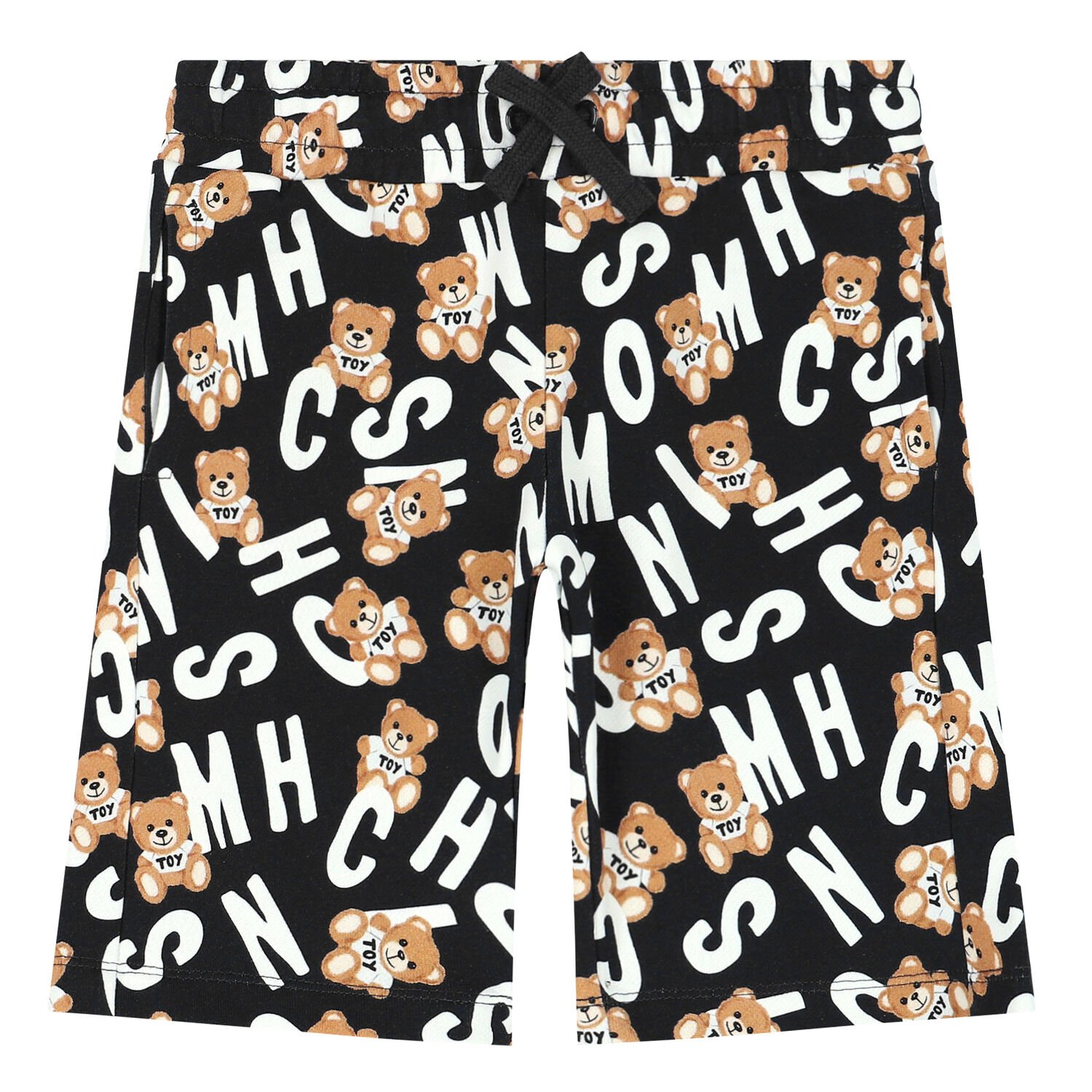 Boys Black Teddy Logo Shorts, 2, hi-res