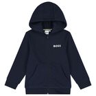 Boys Navy Blue Logo Tracksuit, 1, hi-res