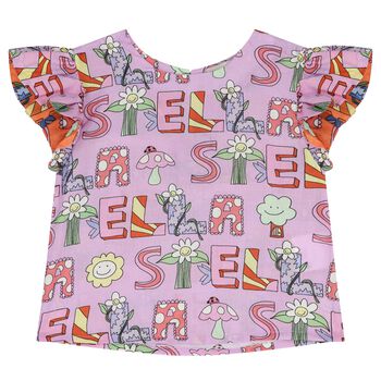 Girls Purple Logo Flower Top
