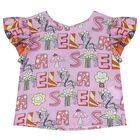 Girls Purple Logo Flower Top, 1, hi-res