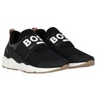 Boys Black Logo Trainers, 1, hi-res