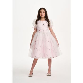 Girls Pink Floral Tulle Dress