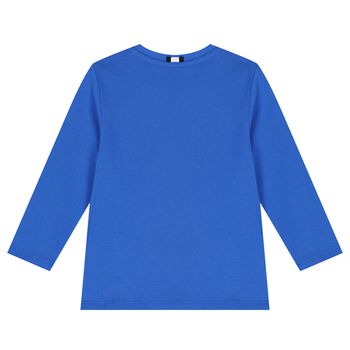 Younger Boys Blue Logo Long Sleeve Top