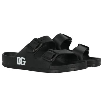 Black Logo Sandals