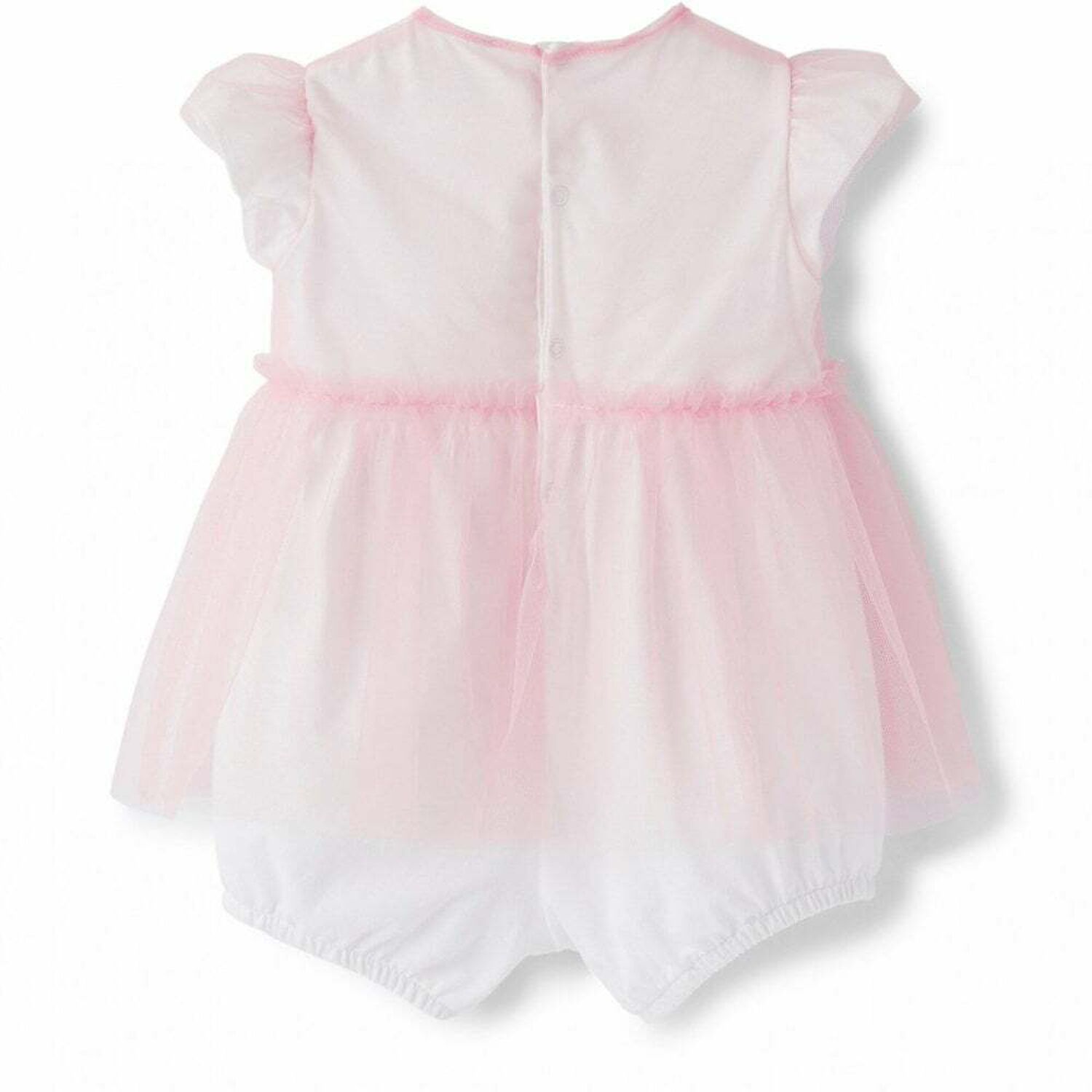 Baby Girls Pink Cotton & Tulle Romper, 1, hi-res image number null