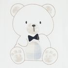 Baby Boys White & Navy Blue Teddy Bear Shorts Set, 1, hi-res