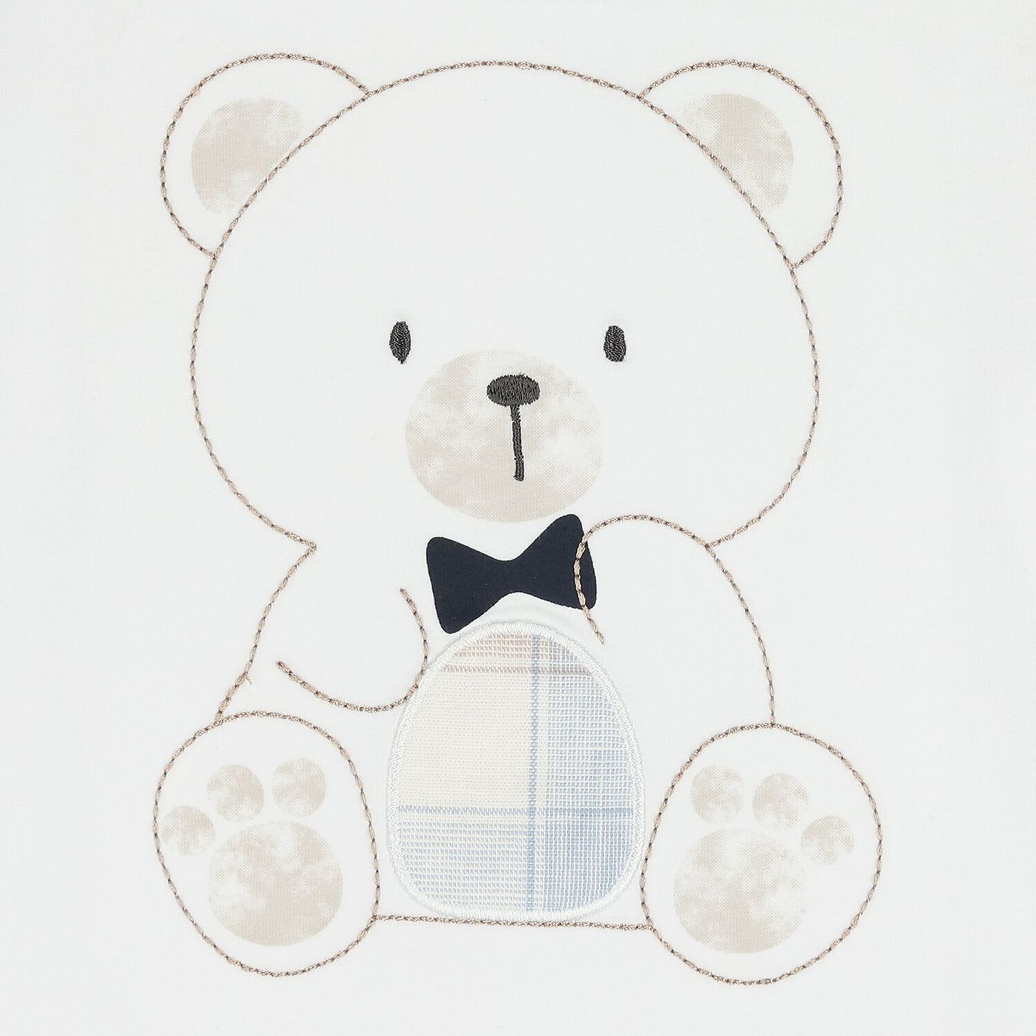 Baby Boys White & Navy Blue Teddy Bear Shorts Set, 1, hi-res