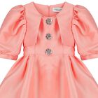 Girls Coral Satin Dress, 1, hi-res
