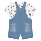 Baby Boys Blue Denim Dungaree Set, 2, hi-res
