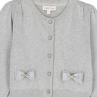 Girls Grey Bow Cardigan, 2, hi-res