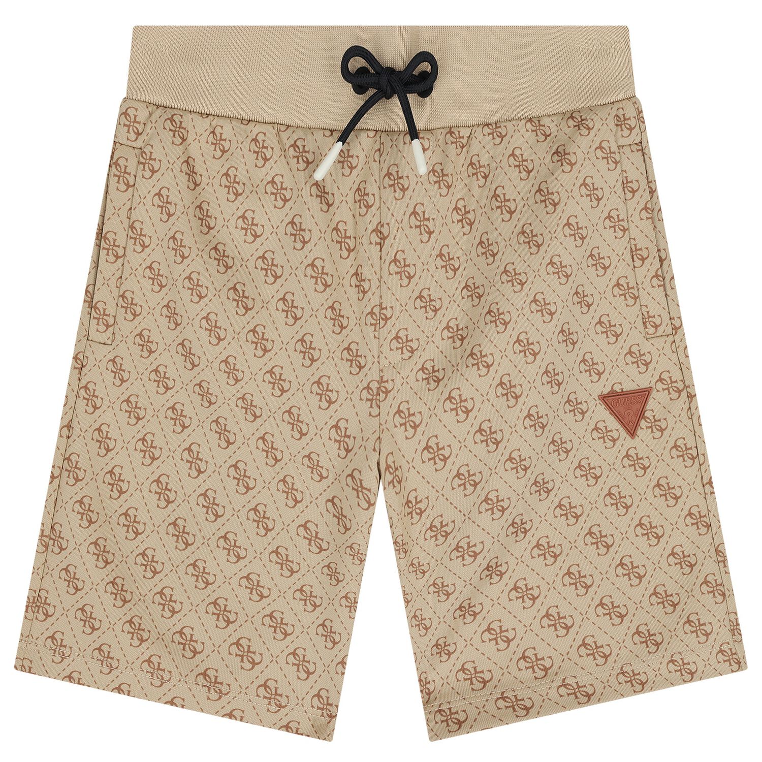 Boys Beige Logo Shorts, 1, hi-res