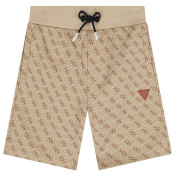 Boys Beige Logo Shorts