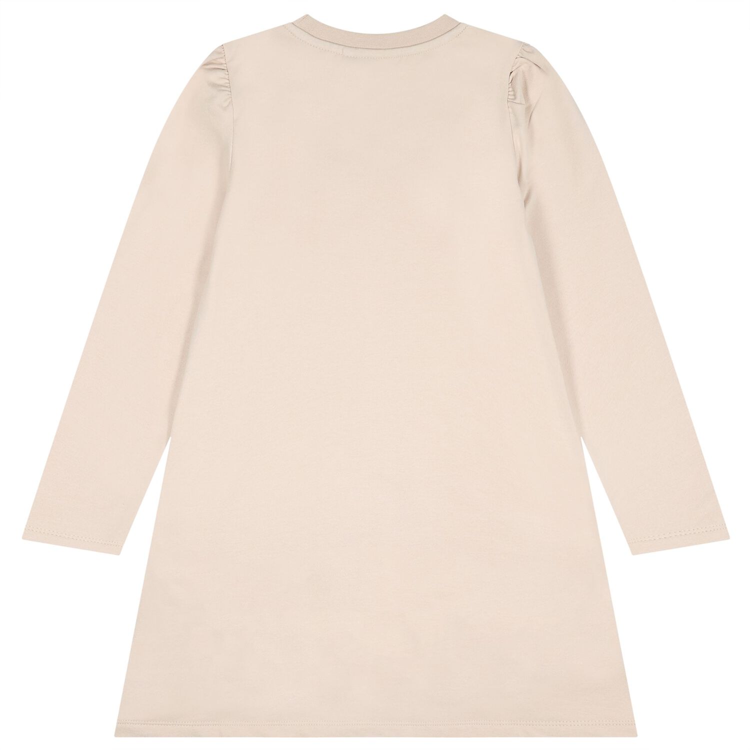 Girls Beige Embellished Logo Dress, 1, hi-res
