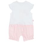 Baby Girls White & Pink Striped Romper, 1, hi-res